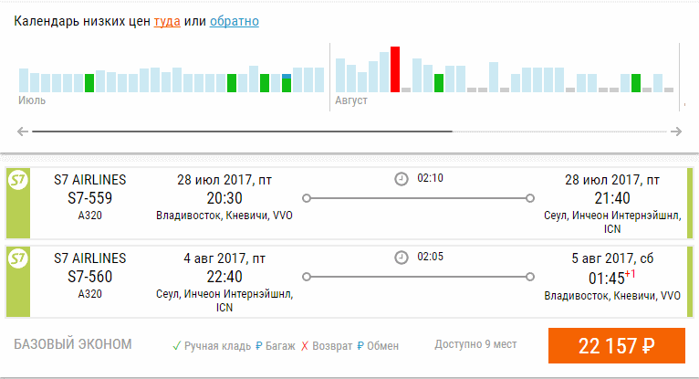 Ознакомьтесь с предложенными вариантами перелетов, отсортированными в порядке возрастания цен.